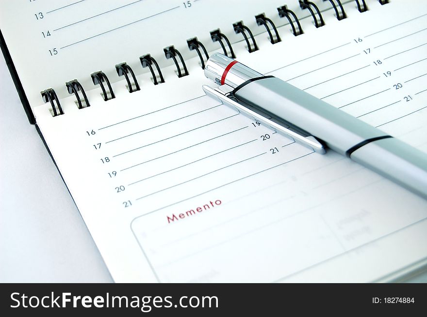 Isolated Pen on an Empty Organizer. Isolated Pen on an Empty Organizer