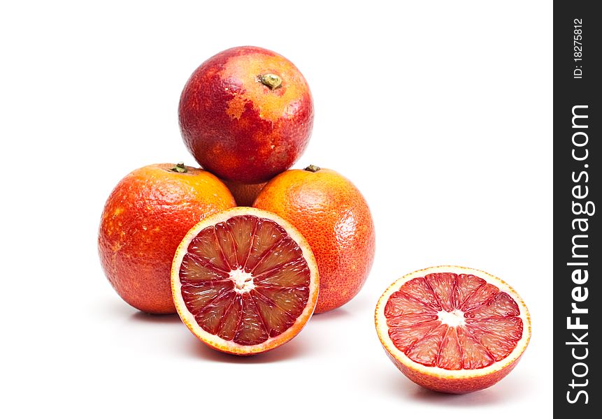 Red oranges isolated on the white background. Red oranges isolated on the white background.