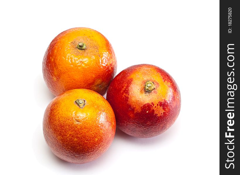 Red oranges isolated on the white background. Red oranges isolated on the white background.