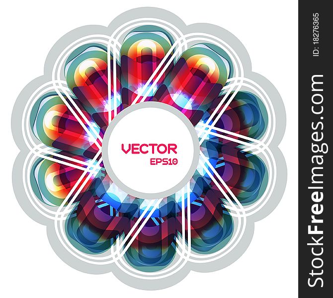 Colorful banner with lighting radial lines