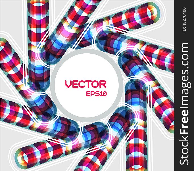 Colorful banner with lighting radial lines