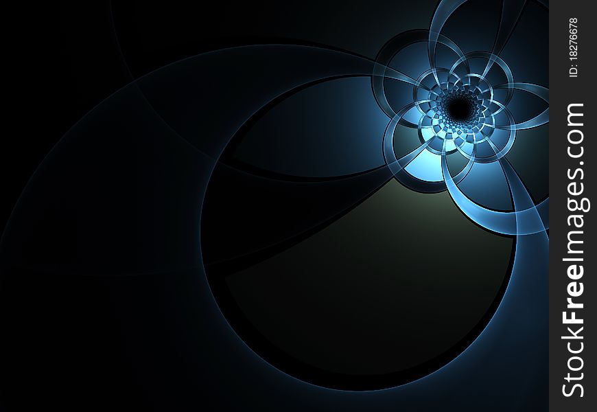 Dark blue modern fractal design, stylish curve on dark background