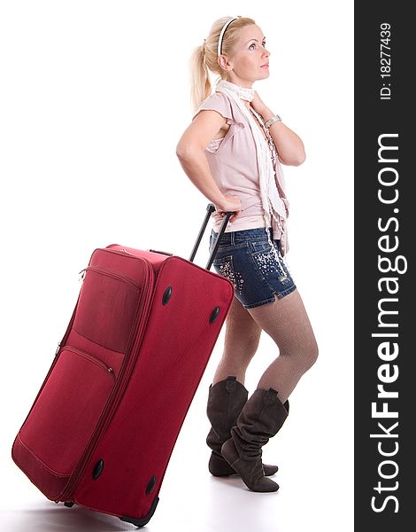 With luggage on white background. With luggage on white background