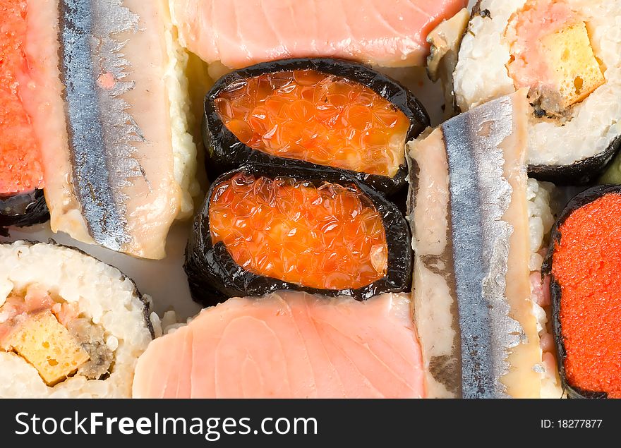 Japanese food - sushi isolated on white background.