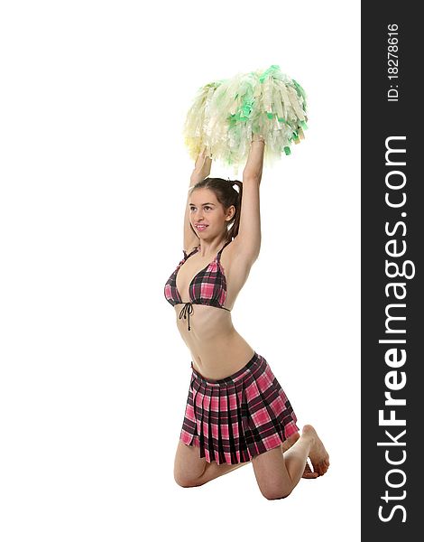 Attractive young slim girl cheerleader