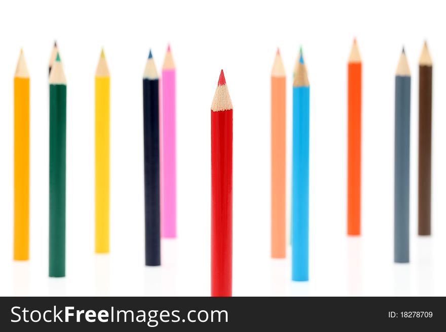 Color pencils isolated on white background