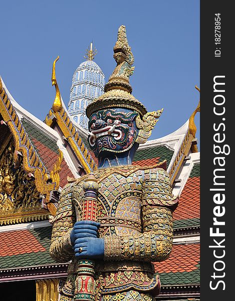 Mythical giant guardian at Wat Phra Kaew, Bangkok. Mythical giant guardian at Wat Phra Kaew, Bangkok