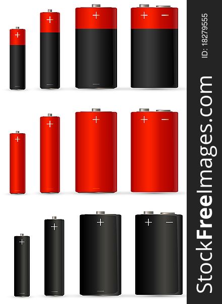 Red battery isolated on white