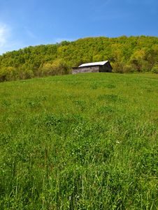 Mountain Barn In Spring Royalty Free Stock Photo