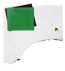 Note Paper And Paper Clip On White Paper Burn Stock Photography Note Paper And Paper Clip On White Paper Burn Stock Photography