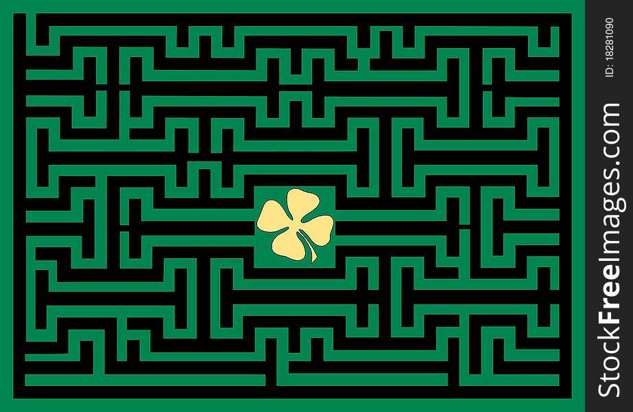 Conceptual of clover leaf in green maze. Conceptual of clover leaf in green maze