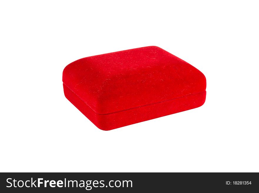 Red velvet box isolated on white background