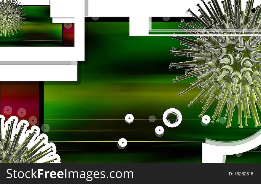 Digital illustration of VIRUS in 3d on digital background