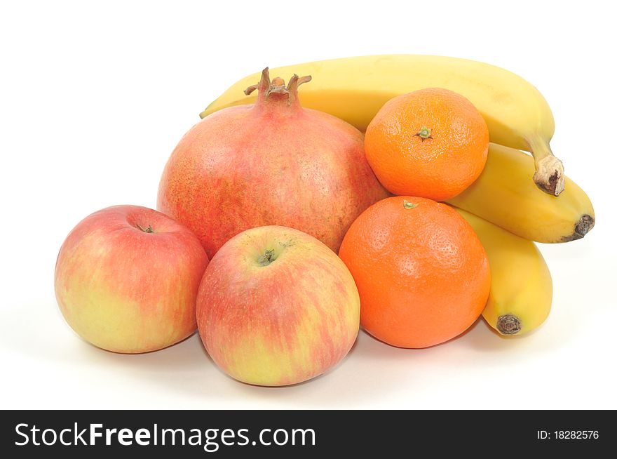 Bunch of fruits isolated on a white background