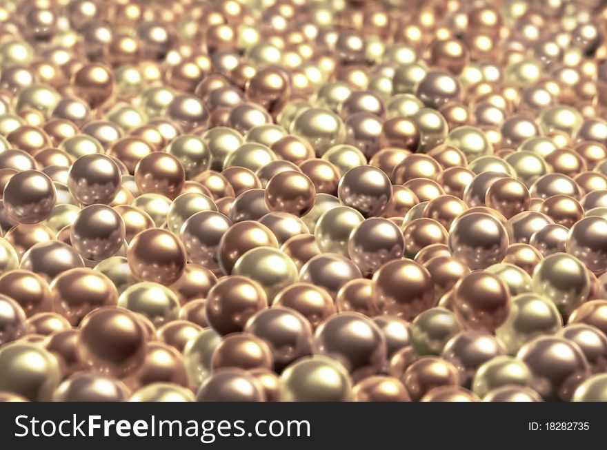 A bunch of pearls with champagne color and glossy surface.