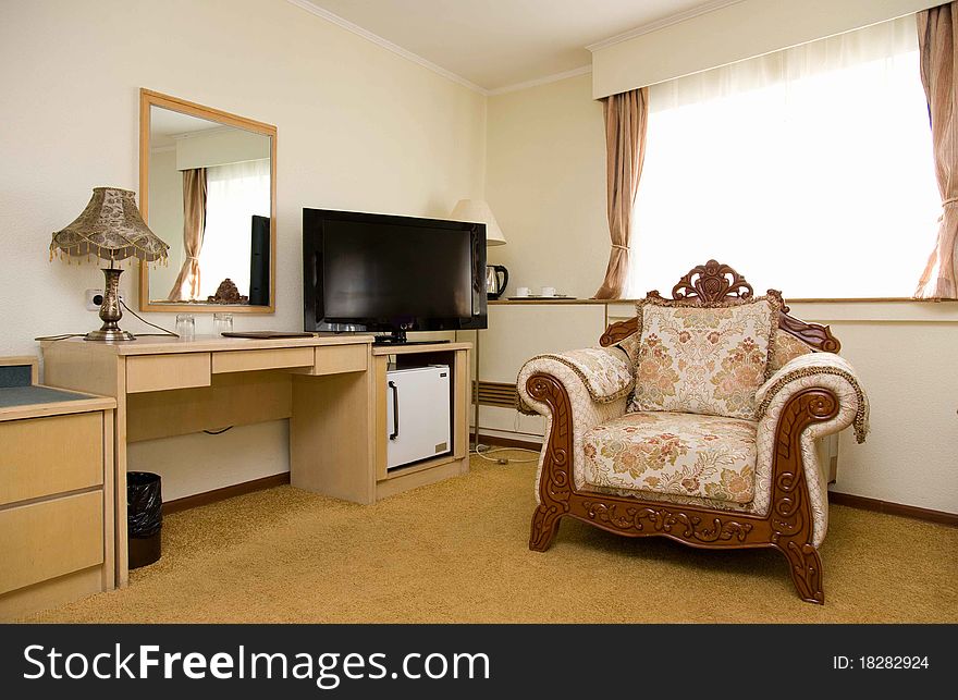 Hotel suite living room with beautiful interior design