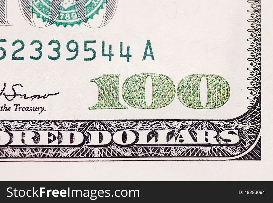 American Hundred dollar banknote isolated over white