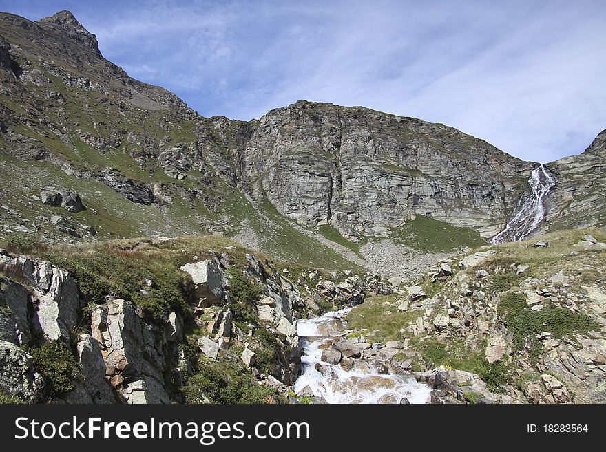 Site of the refuge of Carro, national park of Vanoise, department of Savoy, France. Site of the refuge of Carro, national park of Vanoise, department of Savoy, France