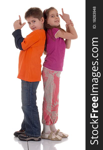 Studio shooting of child over white background. Studio shooting of child over white background