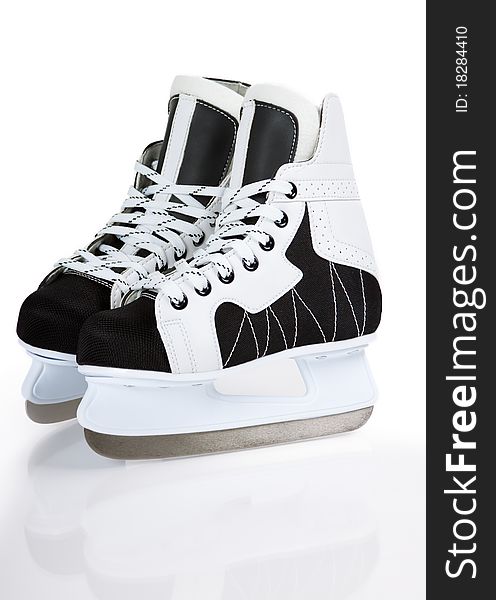 Ice skate for children on white background - sport and leisure