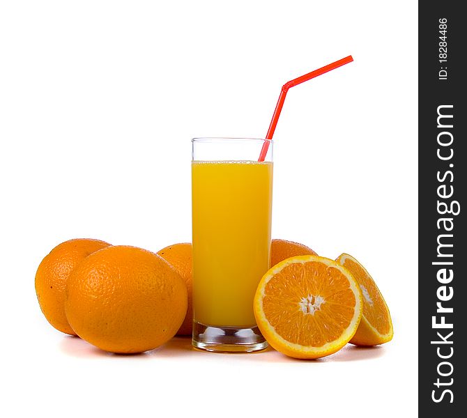 Orange juice isolated on a white background .