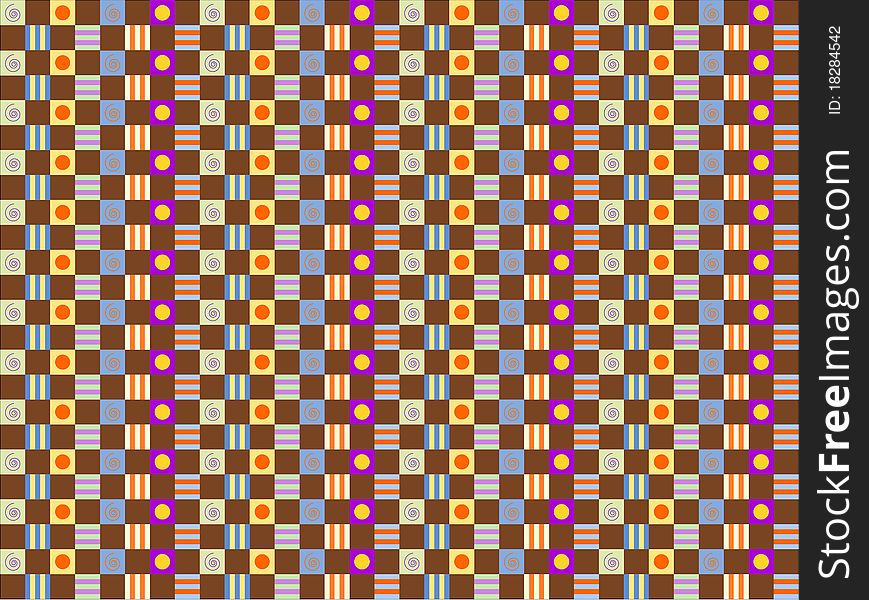 Ethnic African pattern with multicolored motifs.