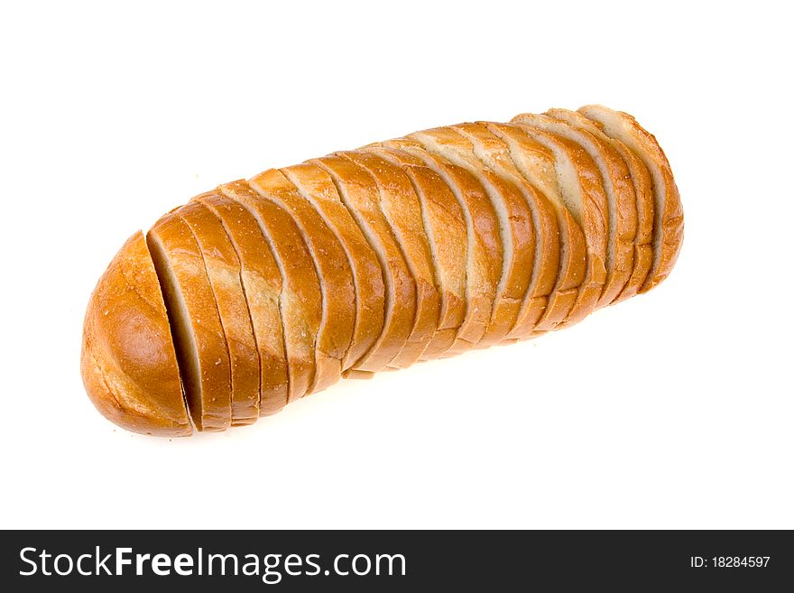 Sliced baguette  isolated on a white background