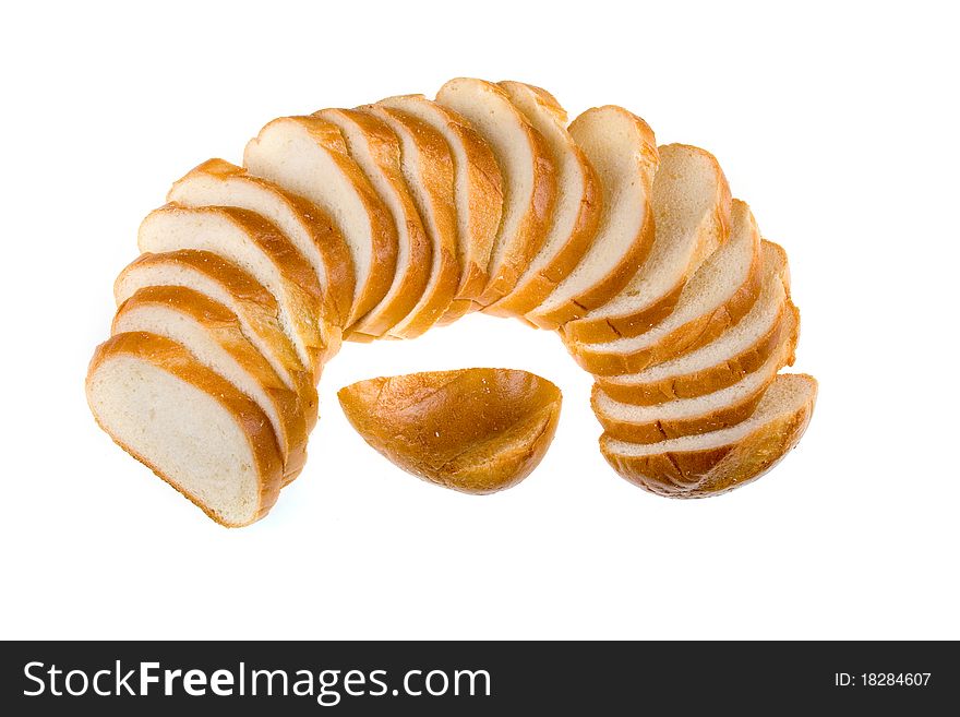 Sliced baguette isolated on a white background
