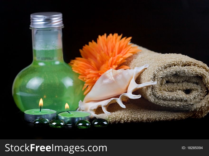 Spa still life on a black background