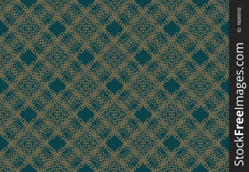 Blue and brown damask seamless wallpaper pattern