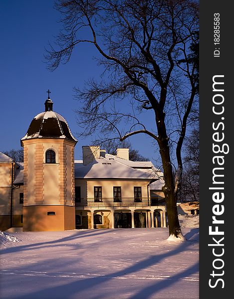 Winter vista of Kombornia Manor, Poland. Winter vista of Kombornia Manor, Poland