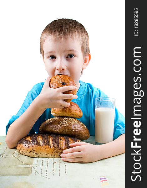 Happy Boy Eating Bread