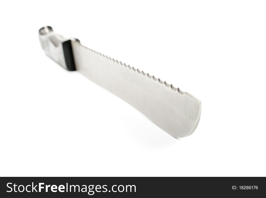 Big knife with black handle on a white background