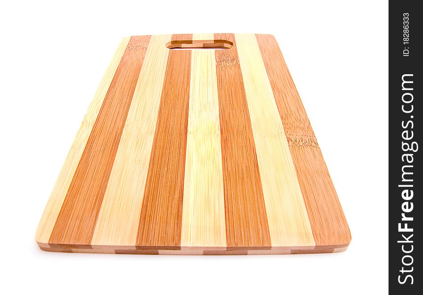 Wooden kitchen board isolated on white background