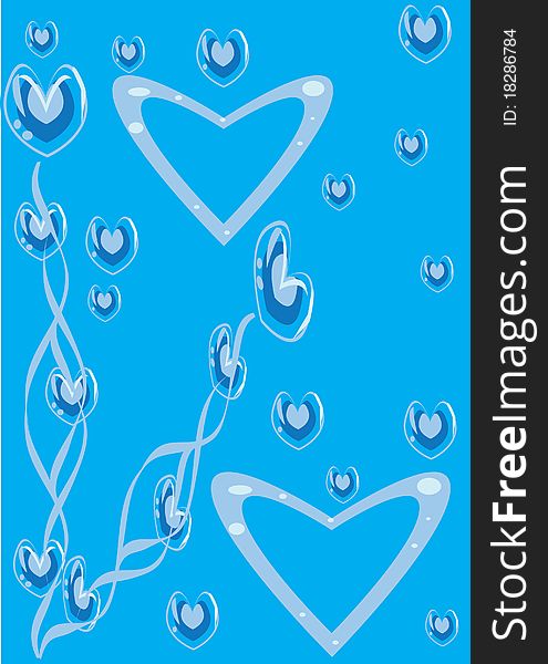 Abstract blue background with heart. Illustration