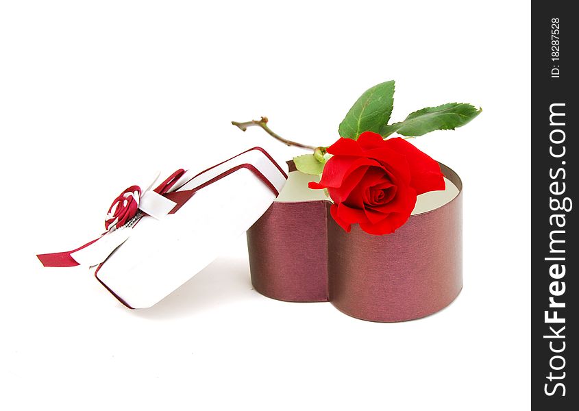 Gift box and red rose holiday