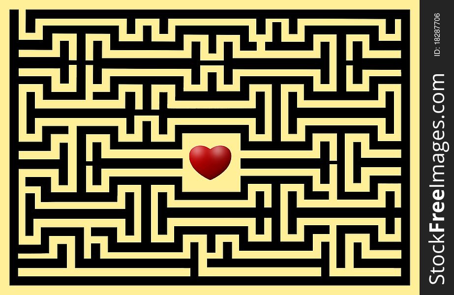 Conceptual of heart in love maze. Conceptual of heart in love maze