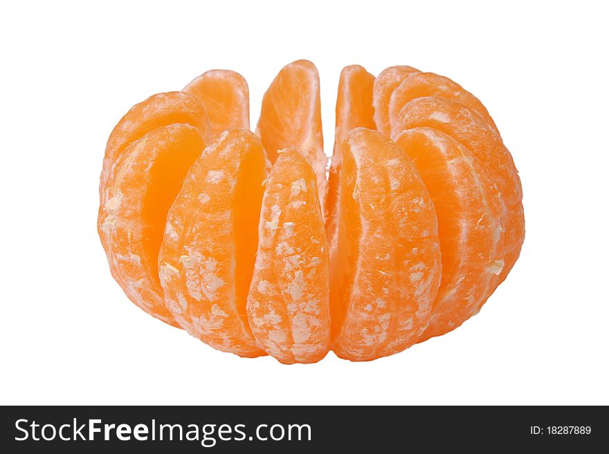 Tangerine segments on white background