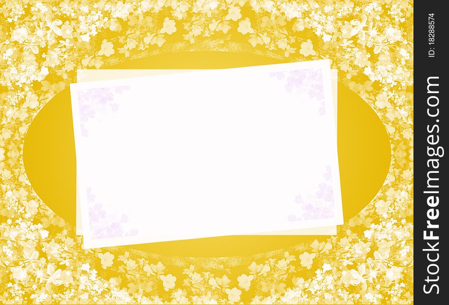 Yellow floral blank as a background for a text. Yellow floral blank as a background for a text