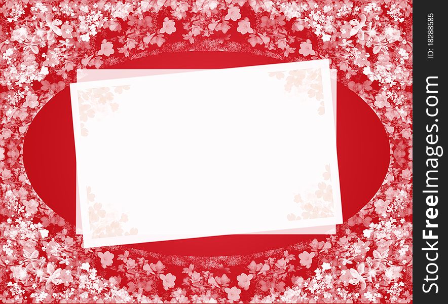 Red invitation card floral red blank
