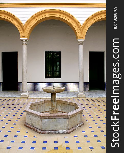 Water feature at the Real Alcazar Moorish Palace in Seville, Spain