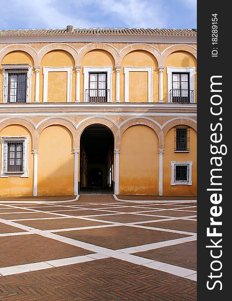 Courtyard at the Real Alcazar Moorish Palace in Seville, Spain