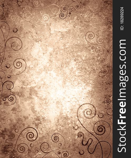 Raster grunge background with spirals