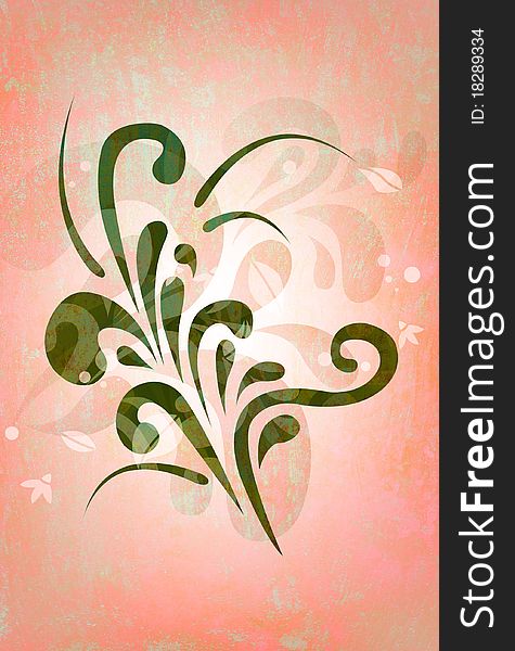 Floral raster pink & green grunge background. Floral raster pink & green grunge background