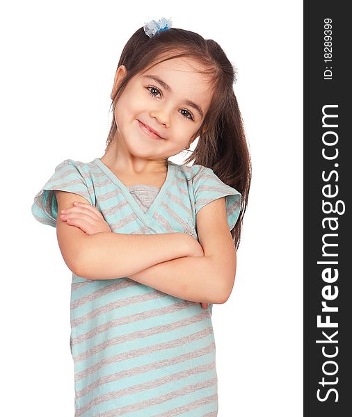 Portrait of a emotional beautiful little girl. Isolated on white background. Portrait of a emotional beautiful little girl. Isolated on white background.