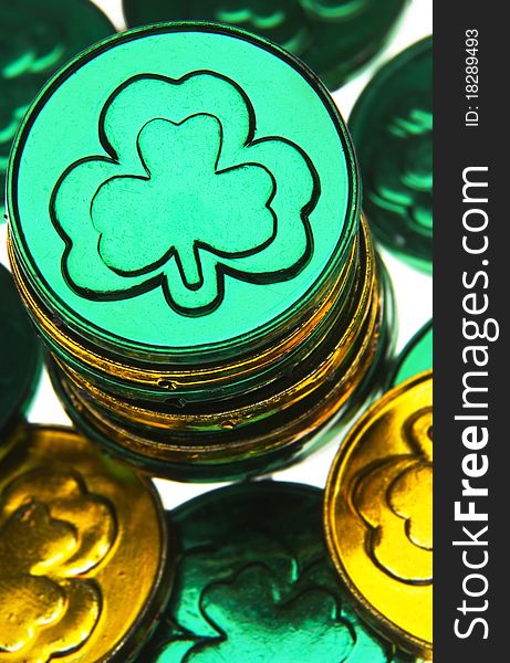 Close up of St. Patricks day coins. Close up of St. Patricks day coins