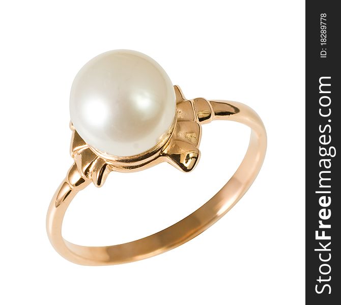 Jewelry, golden ring with pearls