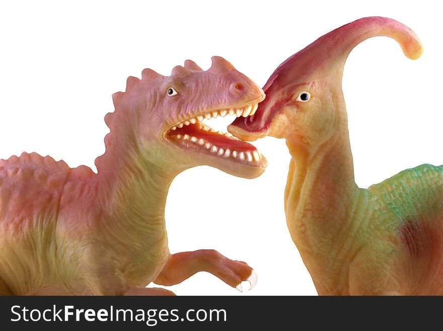 Fight between two dinosaurs at the end of the Cretaceous