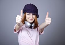 Fashion Girl With Headphone. Royalty Free Stock Images Fashion Girl With Headphone. Royalty Free Stock Images