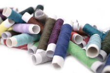 Multicolored Spools Of Thread Stock Photo